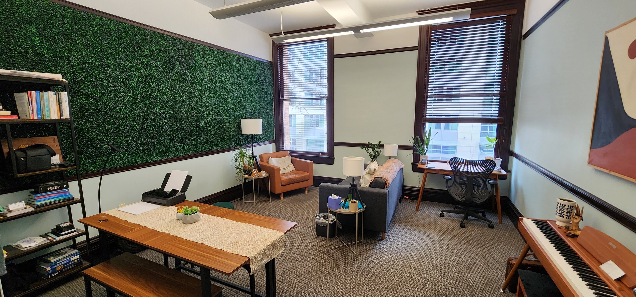 Community room with conference table and seating